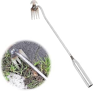 2025 New Weeding Artifact Uprooting Weeding Tool, Manual Weed Remover Tool, 4 Teeth Garden Weed Puller Tool Manganese Steel Hand Weeder Tool for Lawn Garden Yard Farm (#C, 40CM)