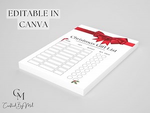 Digital Christmas Gift List Template - Editable Canva File - A4 Printable Included - Etsy