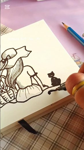 Cute drawing idea |Lonely girl drawing ♥️#art #drawing #youtube #cute #easy