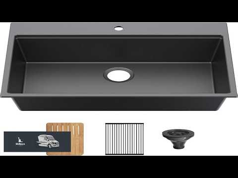 KIBI 33 inch Single Bowl Rectangular Top Mount Workstation Quartz Kitchen Sink