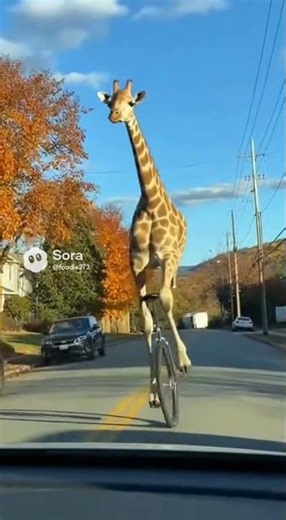 Giraffe said ‘I can ride a bike’ 😂🦒🚲”