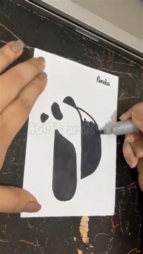 Letter P Panda Drawing 🐼 Step by Step #shorts