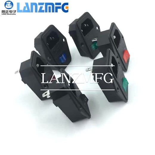 LZ-14-F5 Electric Power Connector Interface C14 250V AC Socket Fuse Switch 3pin Inlet Plug 10A Rated Current Electrical Plug