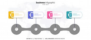 Modern point infographic template with 4 steps. Business circle...