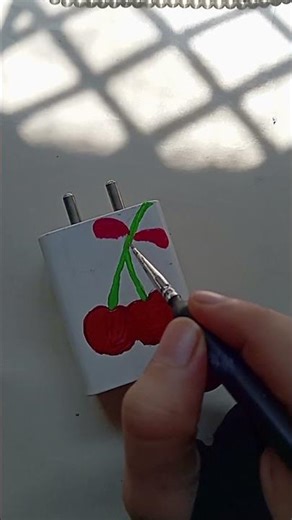 Aesthetic phone charger painting 🍒#art #painting #shortsviral #youtubeshorts