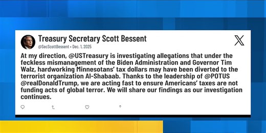 U.S. Treasury announces investigation into Minnesota fraud allegations
