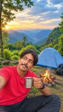 Camping Above the Clouds? ⛺🌄 #survivalcooking #lifeisbutadream #travel #fishing