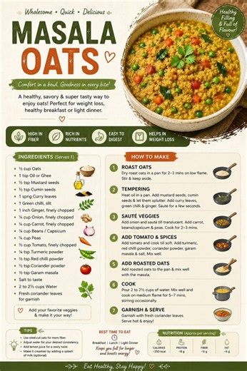 Masala Oats Recipe 🥣#weightloss #fitness #healthylifestyle #oats #mealprep #cooking #easyrecipe