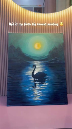 🌙 Moonlight Swan Painting | Calm Night Acrylic Art