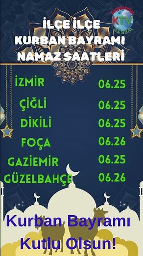 İzmir Kurban Bayramı Namaz Vakitleri Tam Liste!🐑 #izmir #haber #shorts