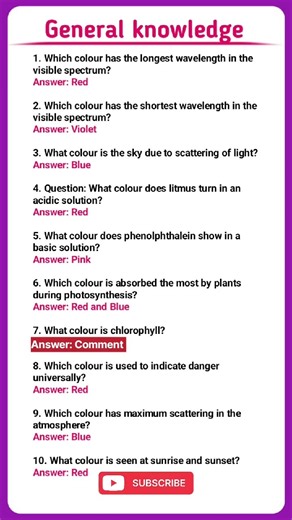 Colour based gk questions and answers | General knowledge | Gk questions in english