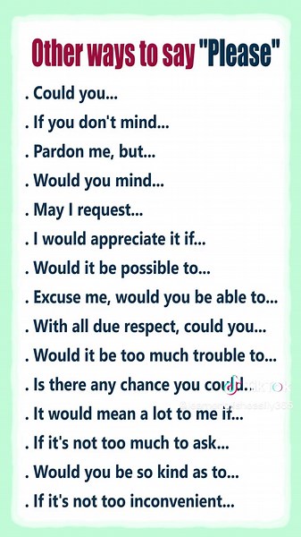 Other Ways To Say Please (2) #englishtips #english #learnenglish #iloveenglish #phrases #englishtips #phrases #englishspeakingpractice