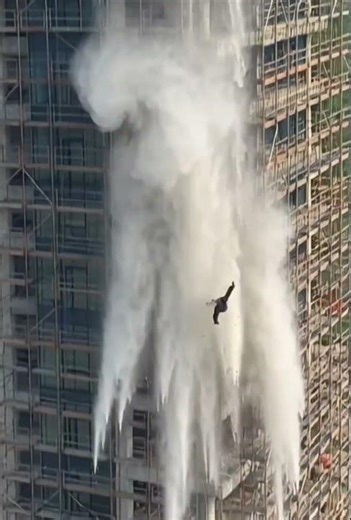 Moment of Impact: Worker Falls from Height at Construction Site #viral #cctv