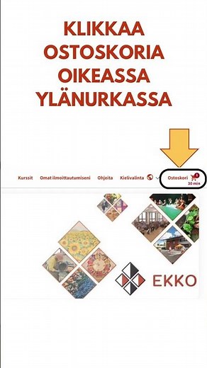 Kurssin valinta ja ilmoittautuminen EKKOn verkkokaupassa. Lyhyt ohje. #ekko_opisto