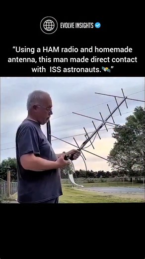 Evolve Insights on Instagram: "A radio enthusiast achieved something incredible — contacting an astronaut aboard the International Space Station using nothing more than a homemade Yagi antenna and a HAM radio. 📡 By precisely tracking the ISS’s orbit and tuning into its frequency during a short window of alignment, he managed to establish a real connection with space — proving that passion, timing, and skill can bridge even 400 kilometers of distance. HAM radio has long been used by licensed ope