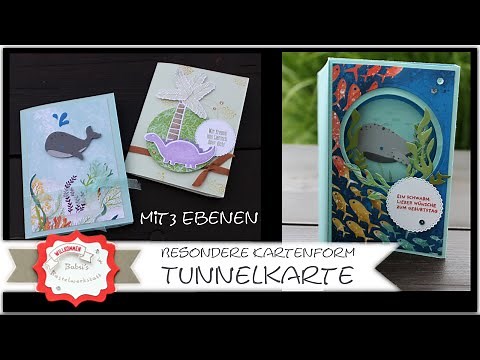 DIY Tunnelkarte basteln - mit 3 Ebenen - besondere Kartenform - Shadow Box Card - Inside Tunnel Card