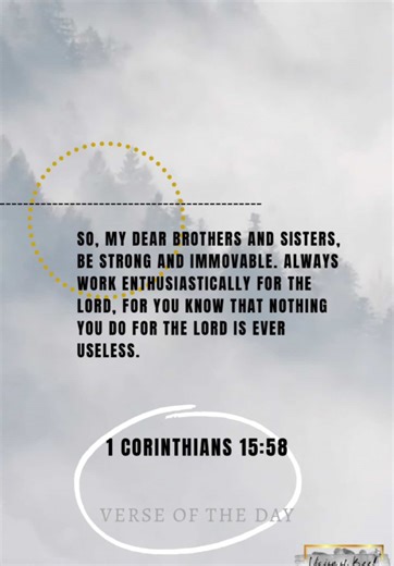 ✨1 Corinthians 15:58 — ‘Therefore, my dear brothers and sisters, stand firm. Let nothing move you. Always give yourselves fully to the work of the Lord, because you know that your labor in the Lord is not in vain.’🙏🏽 Stay steady and faithful, knowing that every effort you make in His name has eternal value. 💪🏽✨ 💬 What’s one way you’re standing firm in faith this week? Let’s encourage one another in the comments! ⬇️ #VerseOfTheDay #FYP #StandFirm #FaithJourney #ForYouPage #SpiritualGrowth #E