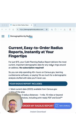 Demographic Data, done for you by Numbers Experts. For just $75, your Cubit Planning Radius Report delivers the most current, important demographic data for any radius rings around an address. | Cubit