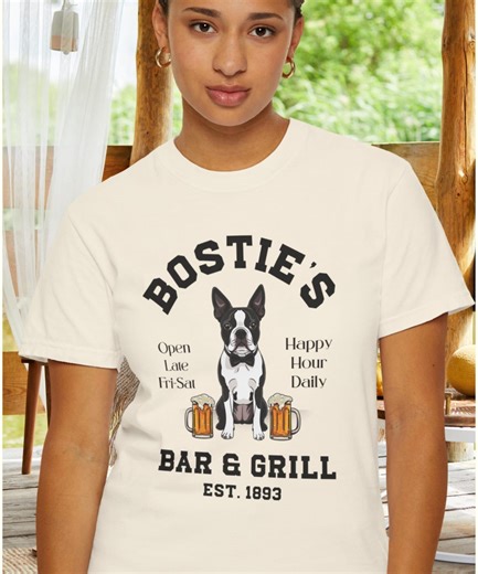 Boston Terrier Bar and Grill T-shirt Dog Pub Logo Tee Unisex Trendy Comfort Colors - Etsy