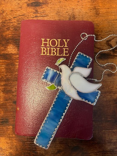 Handmade Stained Glass Cross With Dove: Christian Home Decor - Etsy