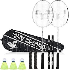 Crossway Sports Badminton 2 Player Rackets Carbon Fiber Composite for Professional Training - High-Grade(White)