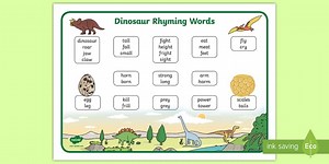 Dinosaur-Themed Rhyming Word Mat
