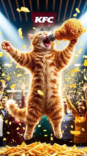 CAT NEO NEO Dancing at KFC! 🍗🕺 #Shorts