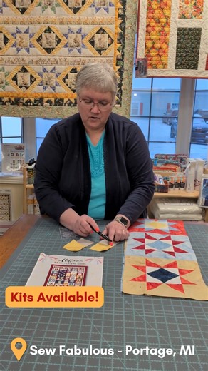 Sew Fabulous on Instagram: "Heidi has a tip for when you are piecing half-square triangles or flying geese! Kits for Spangles Blooms available at www.mysewfab.com!"