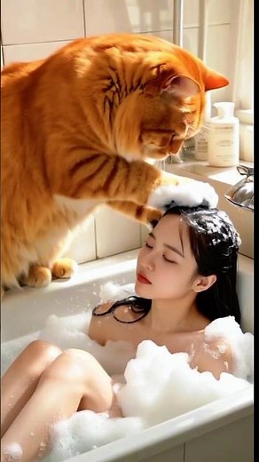🐈The cat's lovely girlfriend👧fills its world with happiness🤗