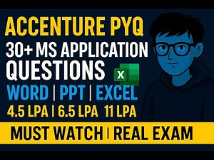 Accenture MS Application PYQ | 30+ MS Word, PPT & Excel Questions Solved