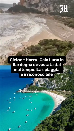 Il ciclone Harry sta devastando in queste ore gran parte della costa orientale della Sardegna. In particolare Cala Luna la perla di Cala Gonone e Baunei è colpita dalla tempesta di levante e scirocco e dal torrente in piena che scorre dietro la spiaggia. Questi due eventi cancellano completamente la spiaggia che è irriconoscibile rispetto all'estate. Questo evento, va detto, si è verificato gia diverse volte in passato e tutte le volte la spiaggia è tornata al suo splendore. #IlMessaggero #ciclo