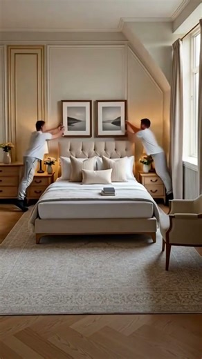 Chic Simplicity A Bedroom That Blends Modern and Traditional Flair 🛏️ #interiordesign#beforeandafter