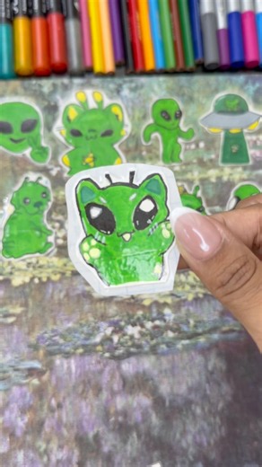 DIY alíen sticker | día 29 #drawings #aliens #cats #stickers #diy