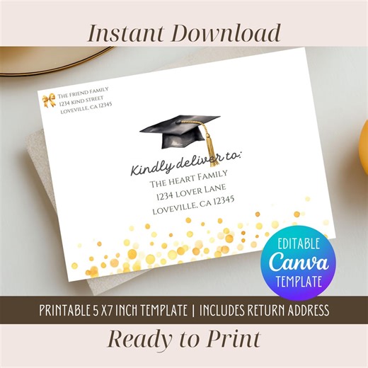 Graduation Envelope Template, Editable Canva Design, 5x7 Inch Printable (digital Download) - Etsy