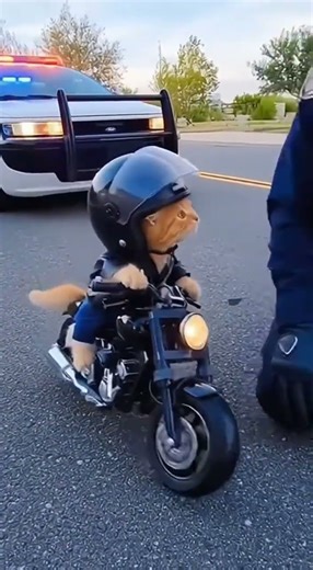 Cop Pulled Over a Biker Cat and What Happened Next 😂 #catvideos #shorts