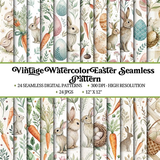 Watercolor Easter Seamless Pattern Bundle |printable Digital Pattern |easter Scrapbook Paper |background Pattern |easter Craft Digital Paper - Etsy