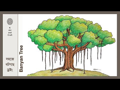How to draw easy banyan tree step by step very easy tree drawing