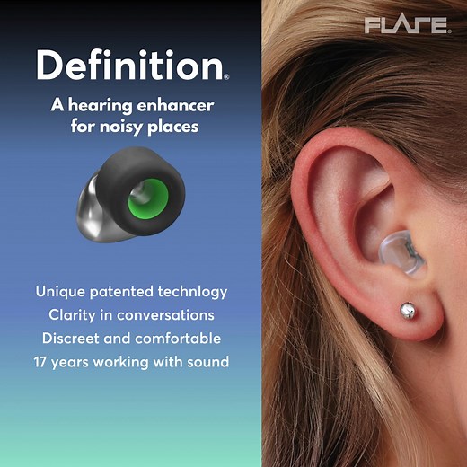292K views · 239 reactions | Definition is a hearing enhancer that reduces resonance in the ears to passively enhance the clarity of sound. • Clearer defined sound • Discreet and comfortable • Made in the UK Shop now www.flareaudio.com/products/definition | Flare Audio | Facebook