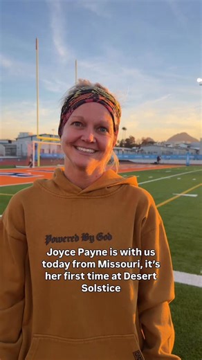 Aravaipa Running on Instagram: "Welcome to Desert Solstice, Joyce! First-timer Joyce Payne is making the trip from Missouri and stepping onto the track ready to chase a PR. New stage, big goals, and a full day ahead. We’re excited to watch her take on the challenge. Let’s go. 🌞 #DesertSolstice #aravaiparunning #invitational #running #endurance"