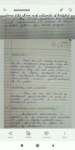 Development administration and elements of development administration.