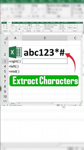 Extract Characters using Right, Left & Mid function in Excel. #excel