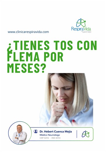 ¿Tienes tos con flema que no desaparece? El Dr. Hebert Cuenca, médico neumólogo de Clínica Respira Vida, explica que la bronquitis crónica puede durar meses o incluso años y afectar la respiración, el sueño, el trabajo y la calidad de vida. La tos persistente, la flema, los silbidos en el pecho o la falta de aire no deben normalizarse. Un diagnóstico preciso permite diferenciar esta enfermedad de otras como el asma, las bronquiectasias o el enfisema pulmonar, y brindar el tratamiento más adecuad