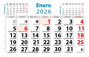 Calendario 2026 santos, festivos y lunas de España en formato vectorial en tipografía sencilla - Etsy España