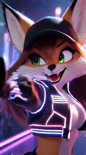 Neon Dance Party: Energetic Cartoon Fox Groove!