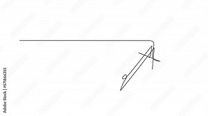 Animated self drawing of single continuous line draw springbow compass for drawing circle. Back to school minimalist style. Bow compass, education concept. Full length one line animation illustration. Stock Video