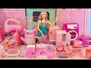 Unboxing Barbie Kitchen ASMR! Pink Dream Setup Cooking, Blender, Fridge & Laundry | Barbie Toys 💖