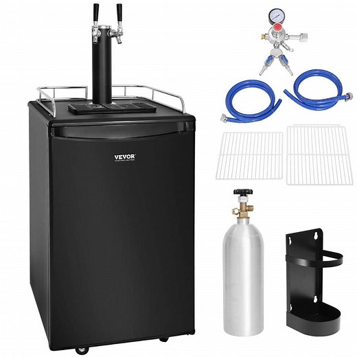 Reviews for VEVOR Beer Kegerator, Dual Tap Draft Beer Dispenser, Full Size Keg Refrigerator With Shelves, CO2 Cylinder, Drip Tray and Rail | Pg 1 - The Home Depot