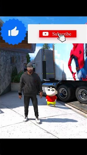 Shinchan😂 Found Spiderman 🕷 Container On Road🔥 #gta5 #shorts #gta5telugu #shinchan