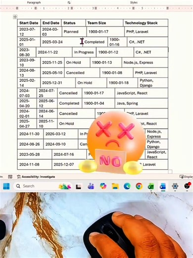 Keyboard Shortcuts for Organizing Tables in MS Word