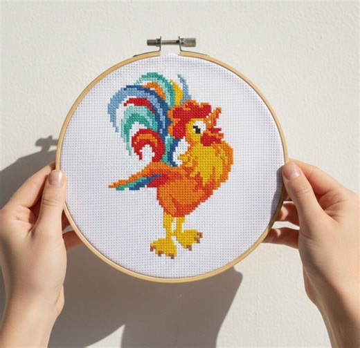 Cockerel - Cross Stitch Pattern, Miniature Embroidery (PDF Pattern, 51x75 Stitches) - Etsy